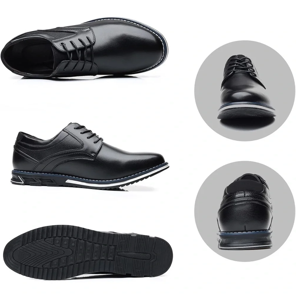 Recyphi‎ Mens Dress Shoes Business Oxford Derby Orthopedic Leather Black 12.5